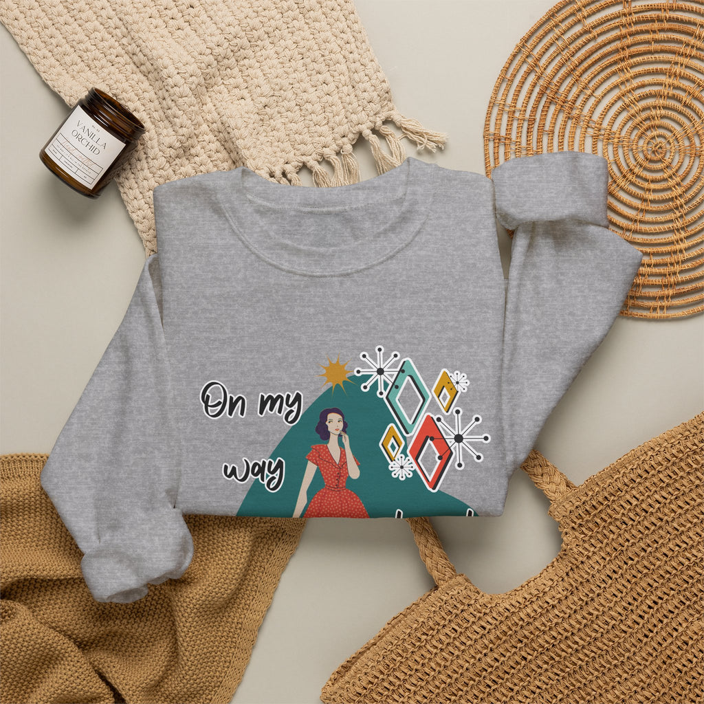 Crewneck Sweatshirt — "On My Way to Not Give a Shit" Retro Graphic