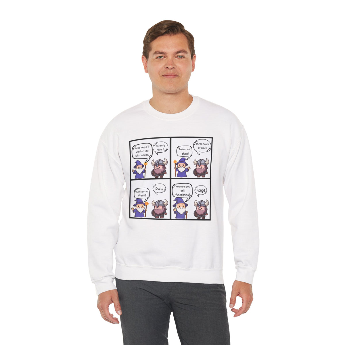 Comic D&D Sweatshirt — Cute Panel Cartoon Crewneck