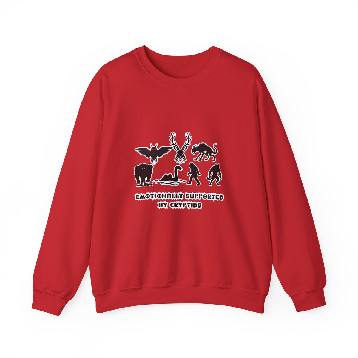 Crewneck Sweatshirt — "Emotionally Supported by Cryptids" Graphic