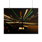 Night Drive Light Trails Poster - Rolled Wall Art