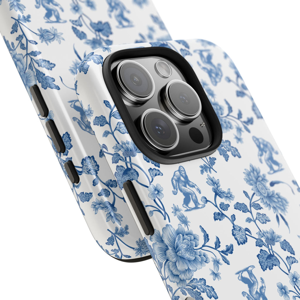 Bigfoot Floral Porcelain Tough Phone Case — Vintage Delft Pattern Protective Phone Case