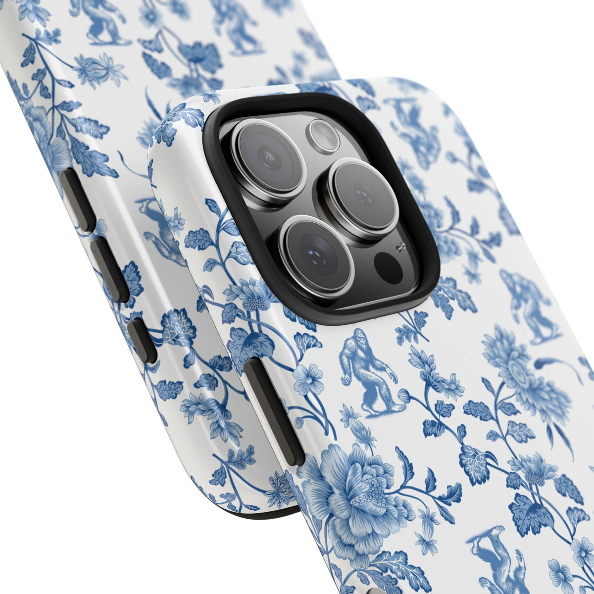 Bigfoot Floral Porcelain Tough Phone Case — Vintage Delft Pattern Protective Phone Case