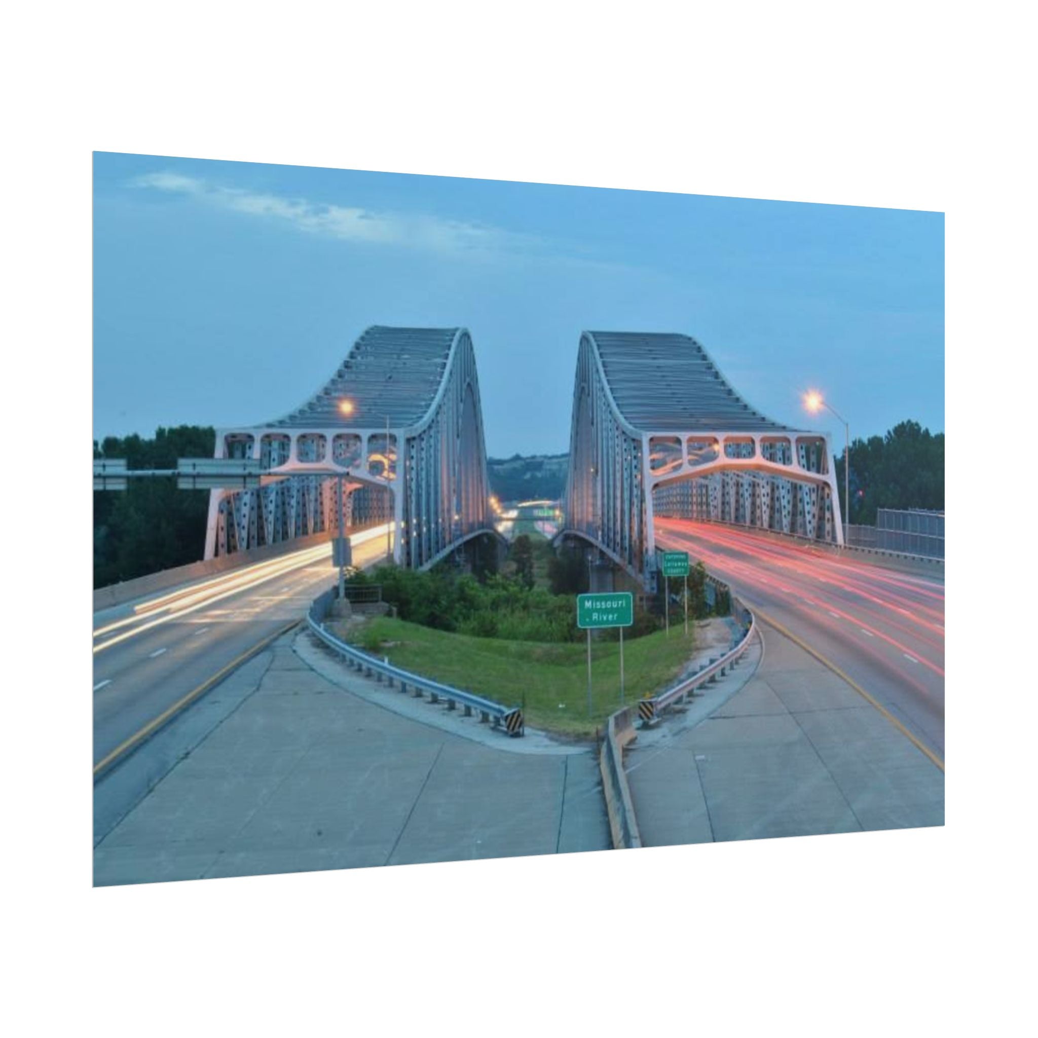 Twilight Bridge Rolled Poster — Long-Exposure Cityscape Wall Art