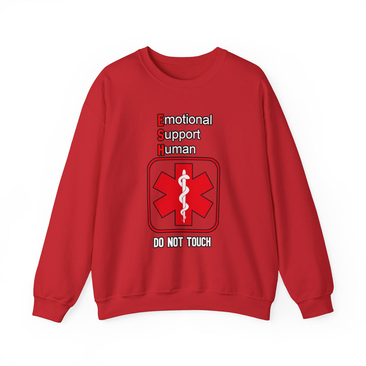 Emotional Support Human Sweatshirt – Medical Symbol “Do Not Touch” Crewneck