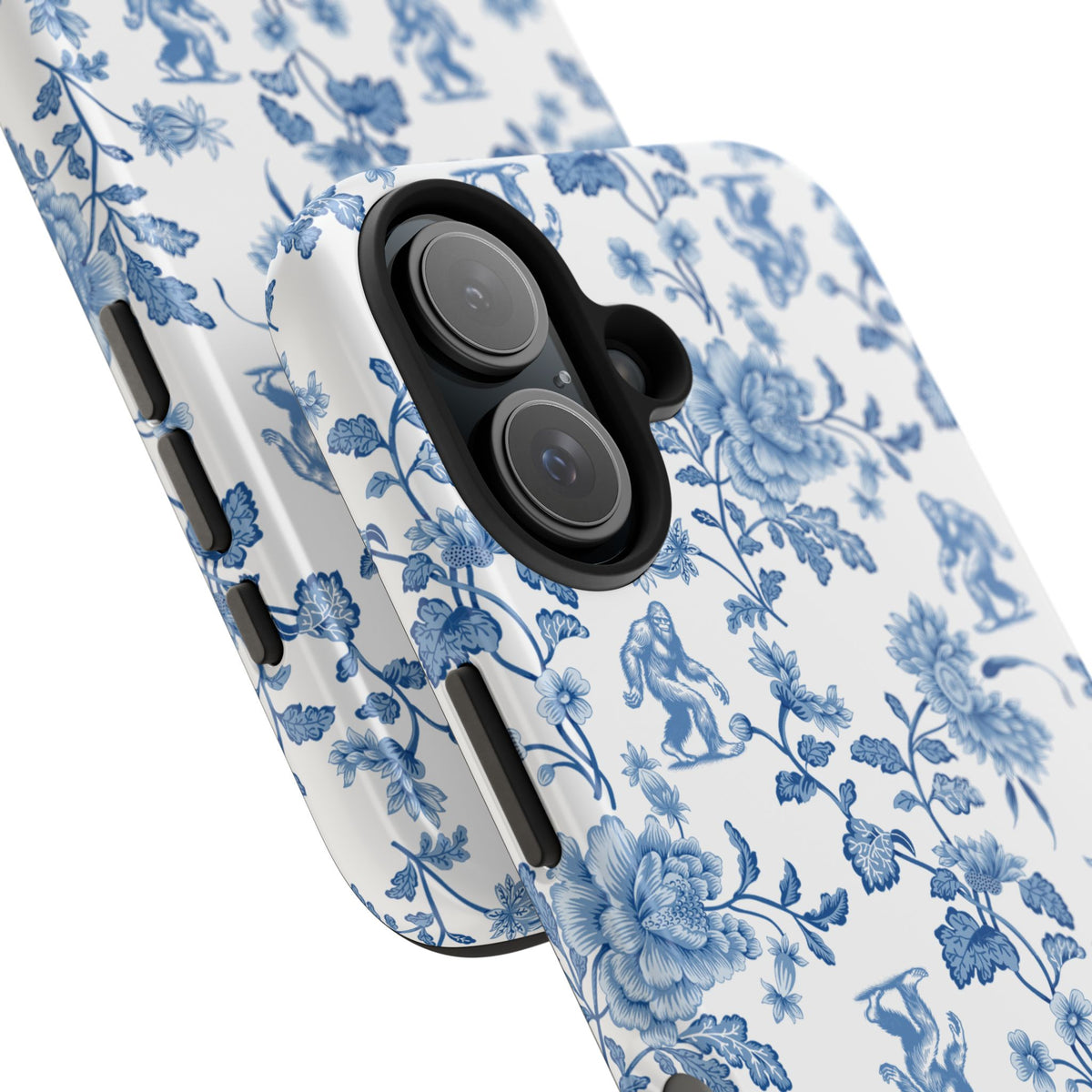 Bigfoot Floral Porcelain Tough Phone Case — Vintage Delft Pattern Protective Phone Case