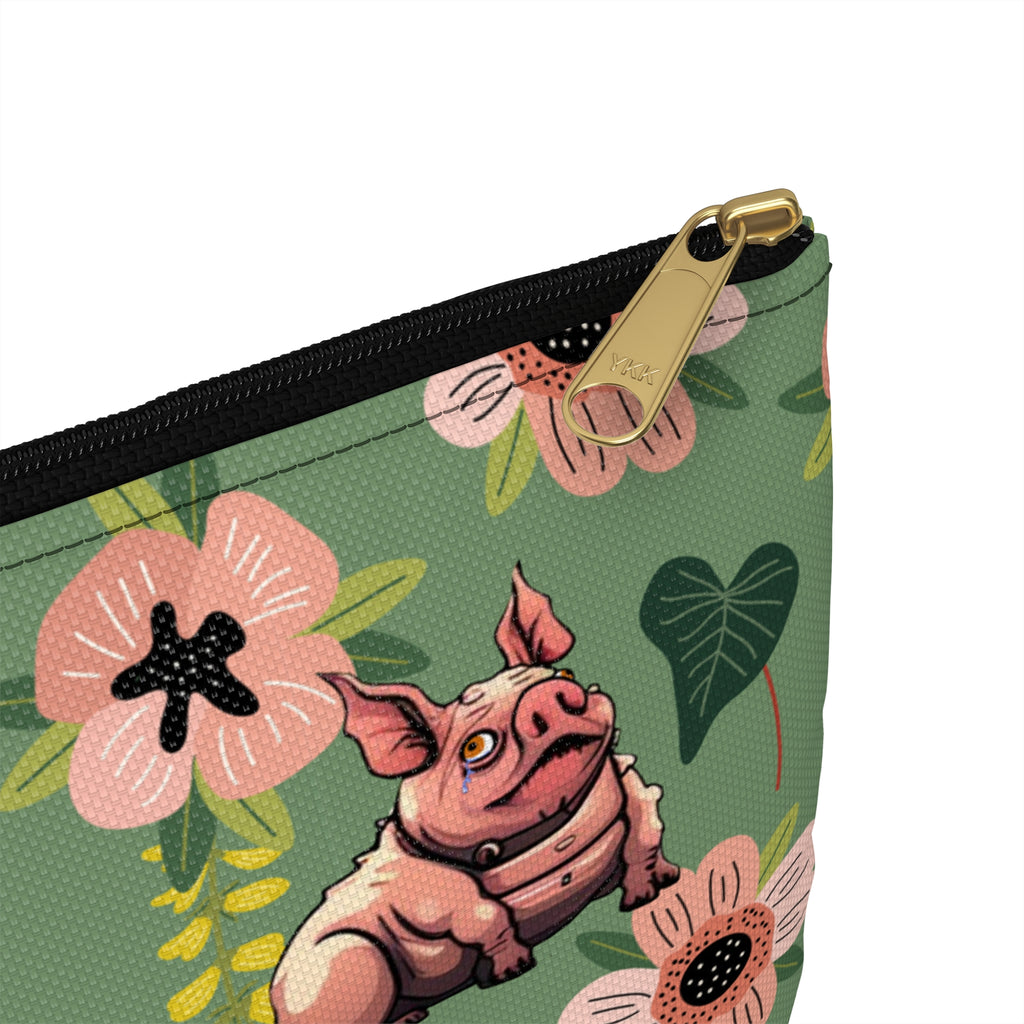 Floral Squonk Accessory Pouch — Cute Cryptid Makeup & Travel Zipper Bag