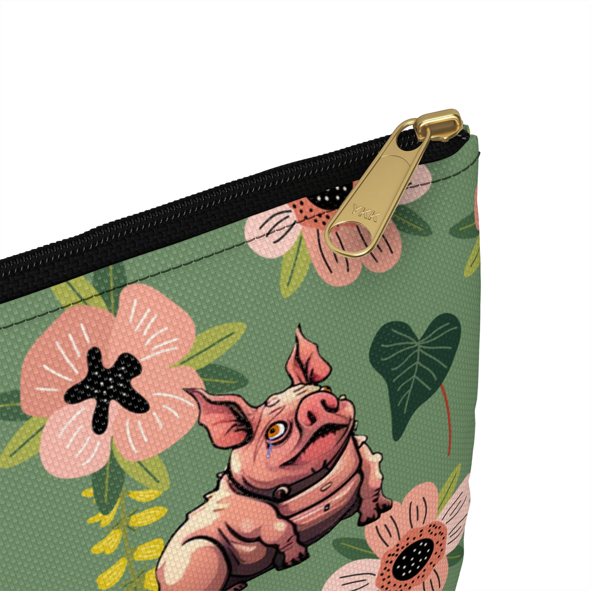 Floral Squonk Accessory Pouch — Cute Cryptid Makeup & Travel Zipper Bag