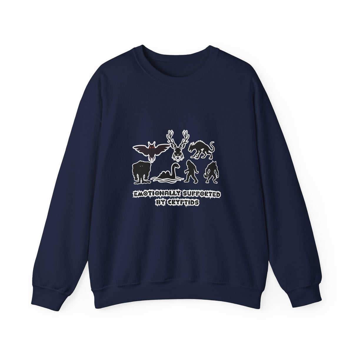 Crewneck Sweatshirt — "Emotionally Supported by Cryptids" Graphic