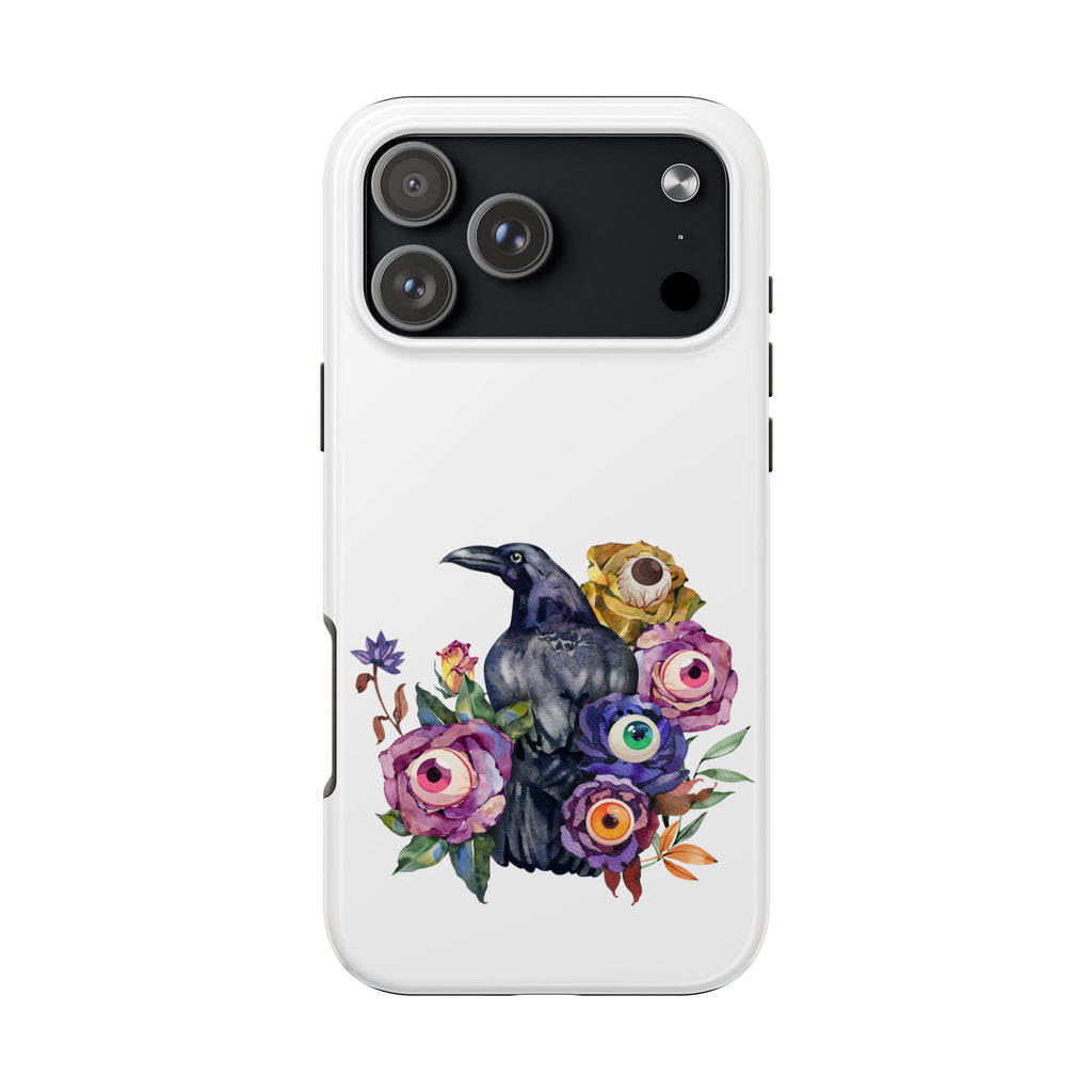 'Surreal' Tough Phone Case — Protective Phone Cover with Raven and Bouquet Design