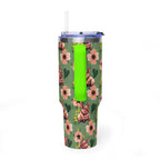 40oz Floral Squonk Tumbler — Insulated Vacuum Travel Mug