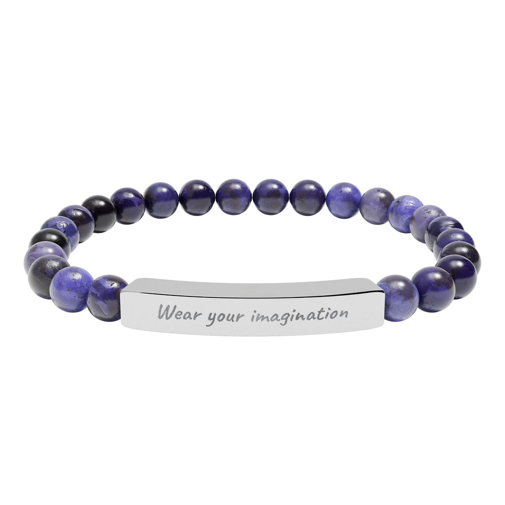 Personalize it! Natural Stone Stretch Bracelet 'Wear Your Imagination' Bar