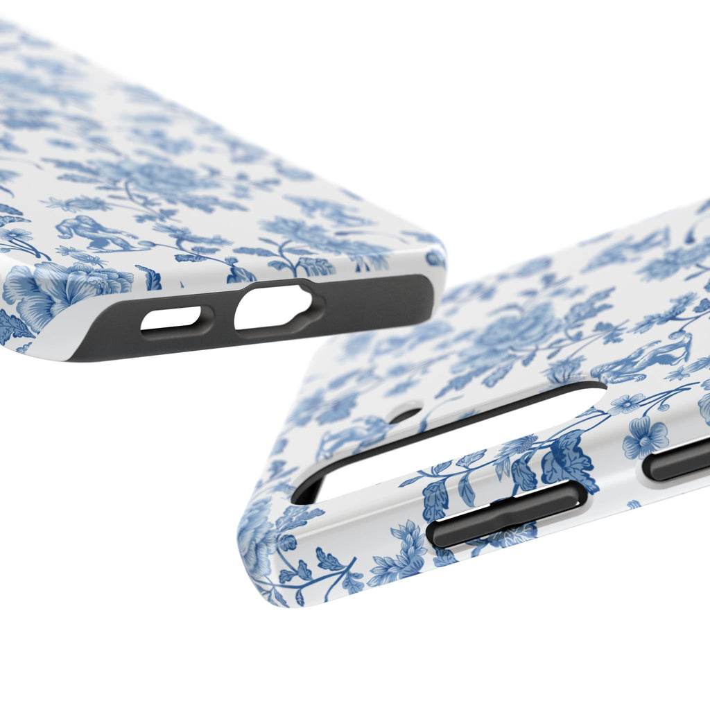 Bigfoot Floral Porcelain Tough Phone Case — Vintage Delft Pattern Protective Phone Case