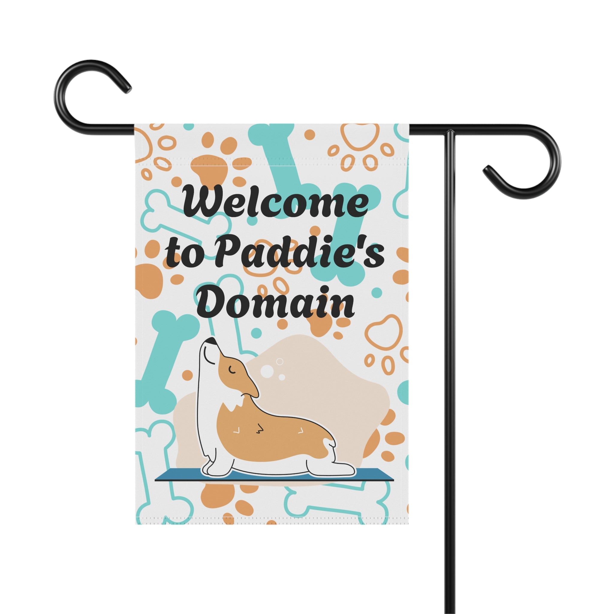 Personalize it! Corgi Garden Flag - "Welcome to Paddie's Domain" Decorative House Banner