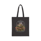 Tote Bag — 'True Crime & Tea' Vintage Bookstack Canvas Tote for Book Lovers