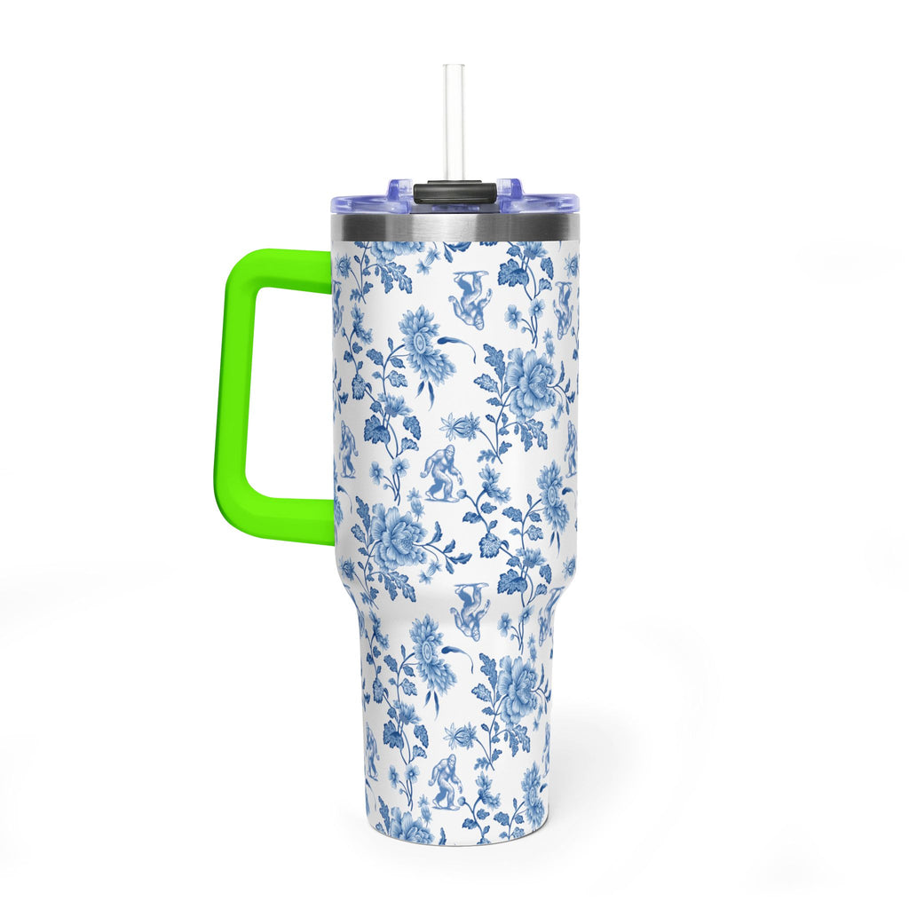 40oz Bigfoot Floral Vacuum Tumbler – Insulated Travel Mug with Straw
