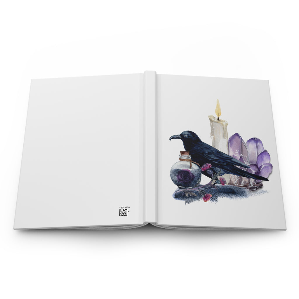 Raven & Crystals Hardcover Journal — Witchy Crystal, Candle & Potion Notebook