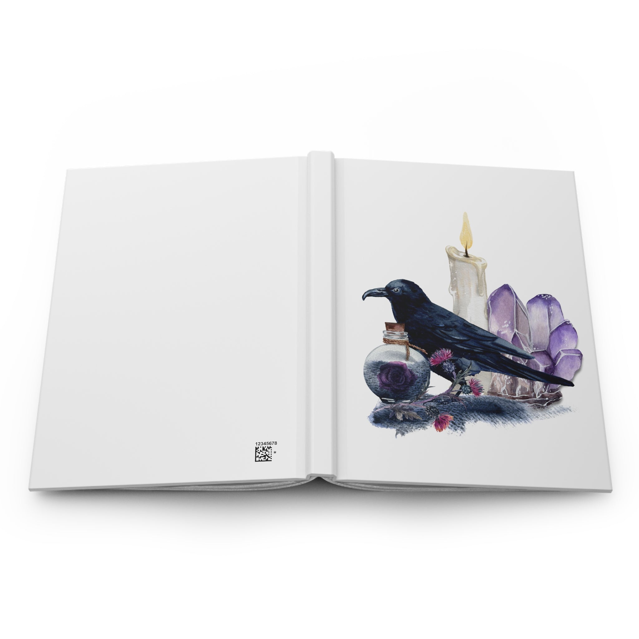 Raven & Crystals Hardcover Journal — Witchy Crystal, Candle & Potion Notebook