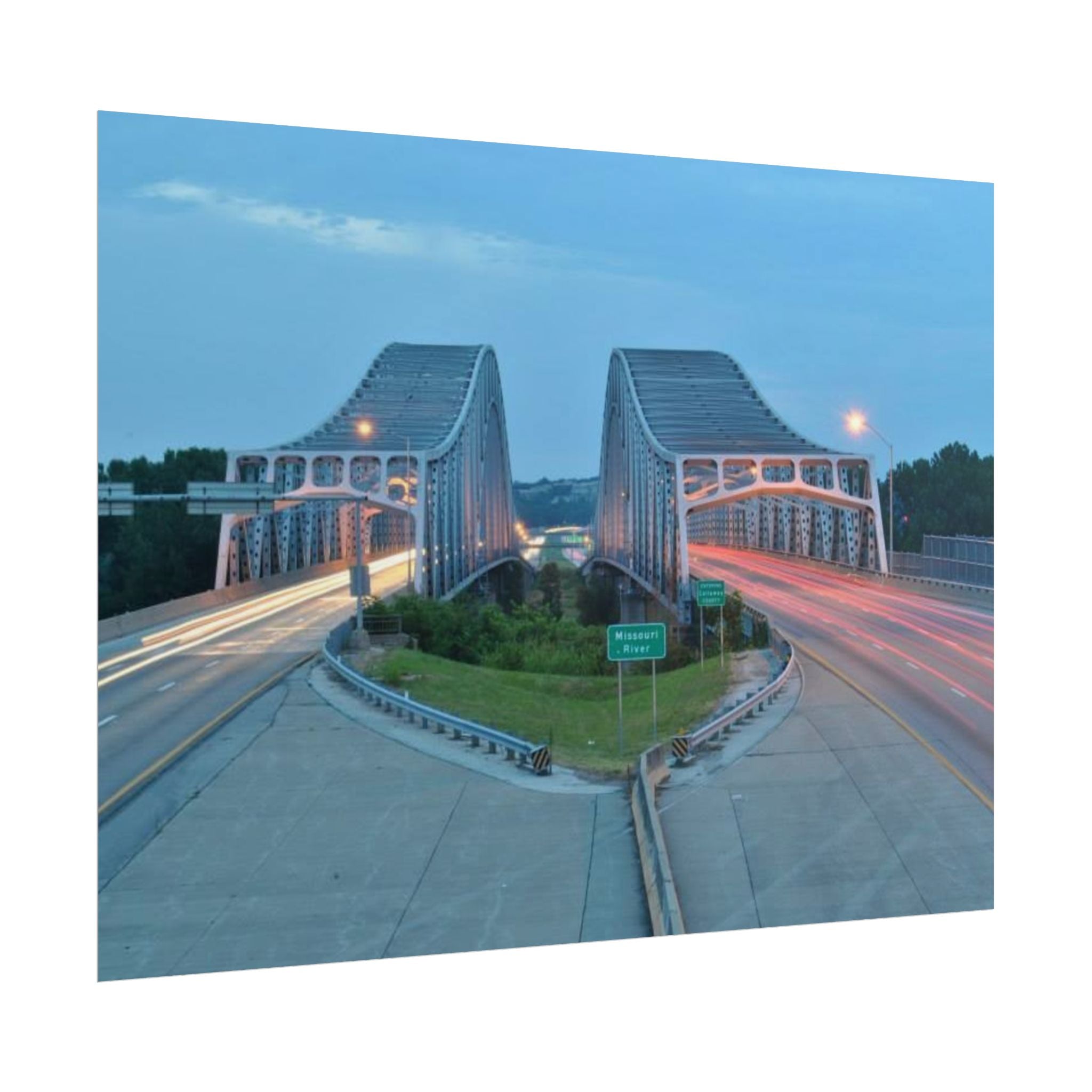 Twilight Bridge Rolled Poster — Long-Exposure Cityscape Wall Art