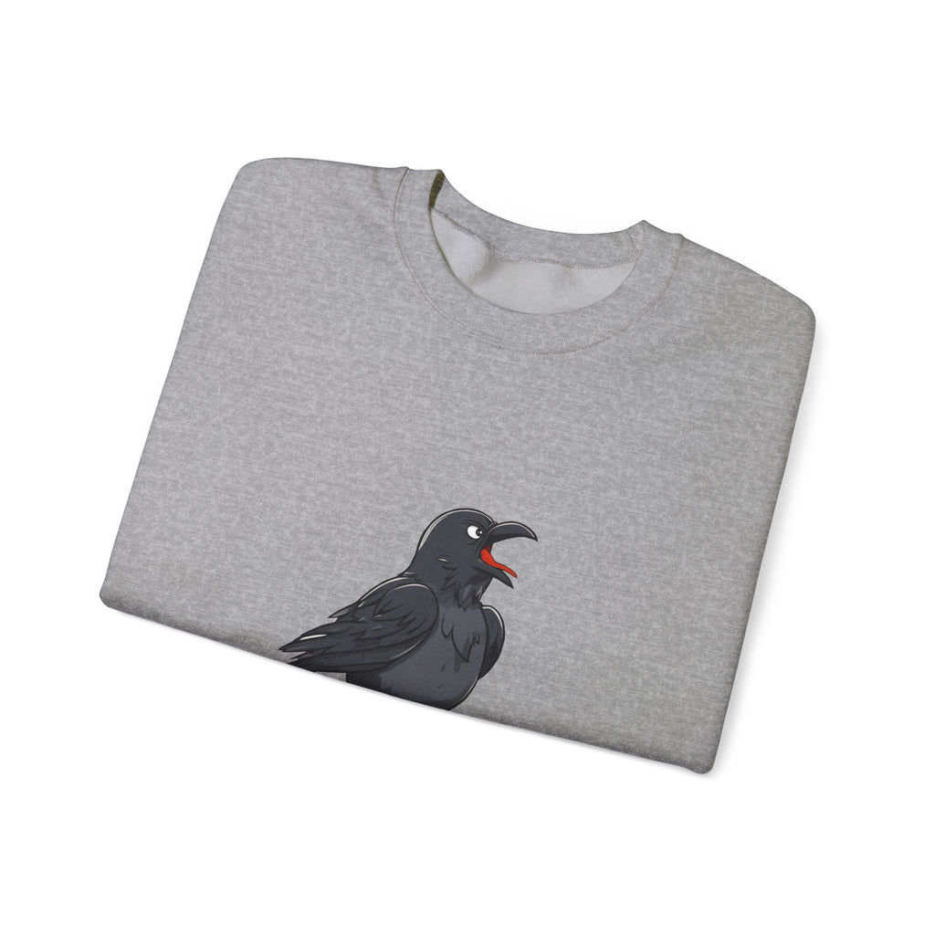 Crewneck Sweatshirt — Screaming Crow Graphic with "FUC AWF" Text
