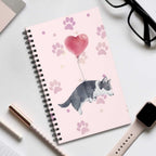 Corgi Balloon Spiral Journal — Cute Paw Print Notebook