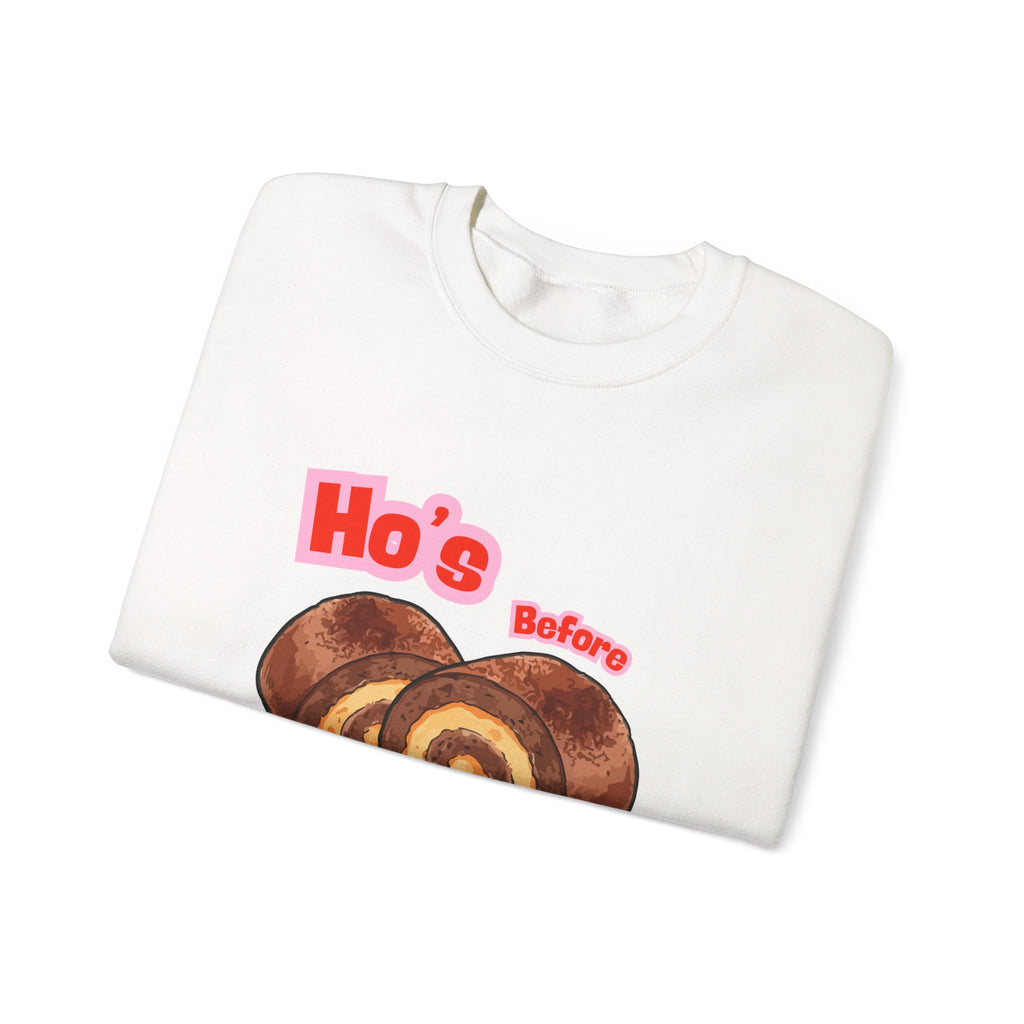 Crewneck Sweatshirt — "Ho's Before Bros" Food Pun Graphic