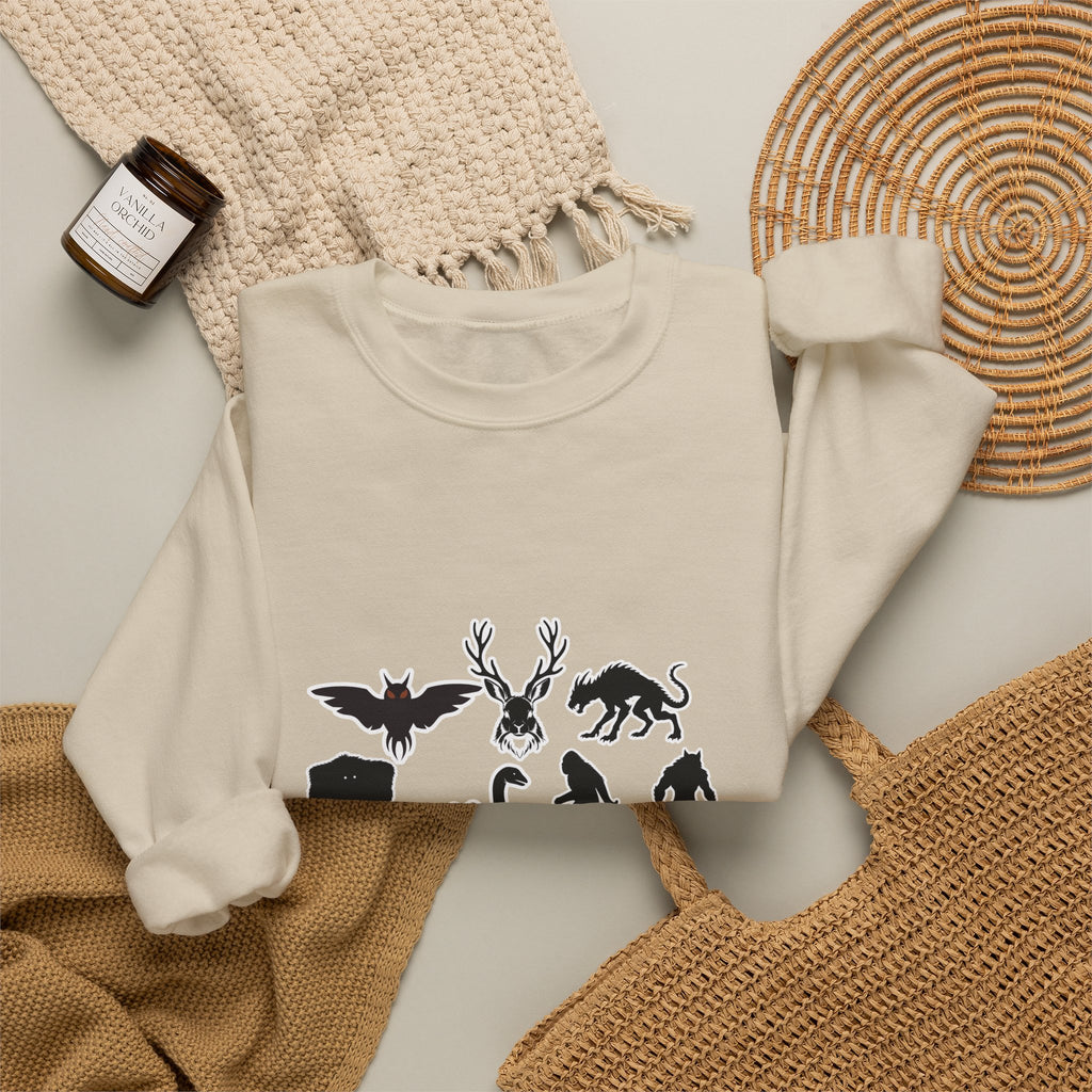 Crewneck Sweatshirt — "Emotionally Supported by Cryptids" Graphic