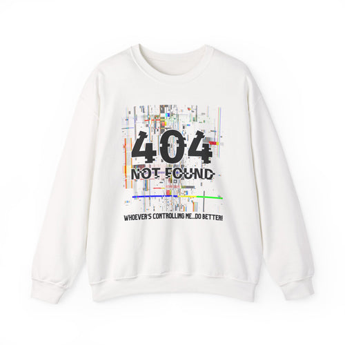 404 Not Found Crewneck Sweatshirt — Glitch Tech Graphic Pullover