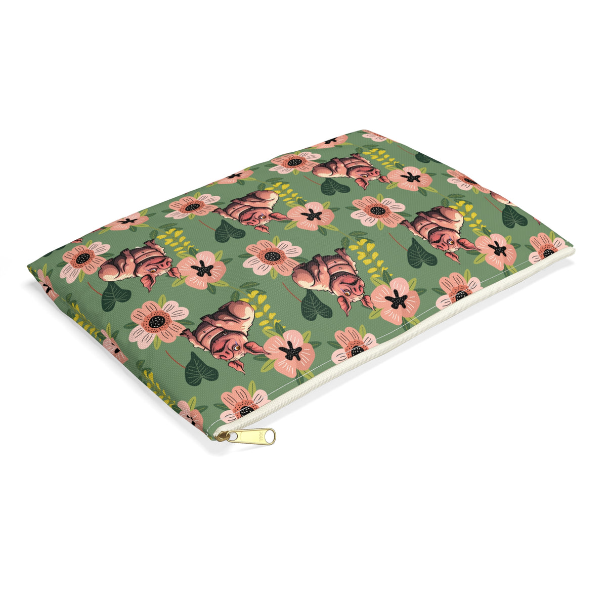 Floral Squonk Accessory Pouch — Cute Cryptid Makeup & Travel Zipper Bag