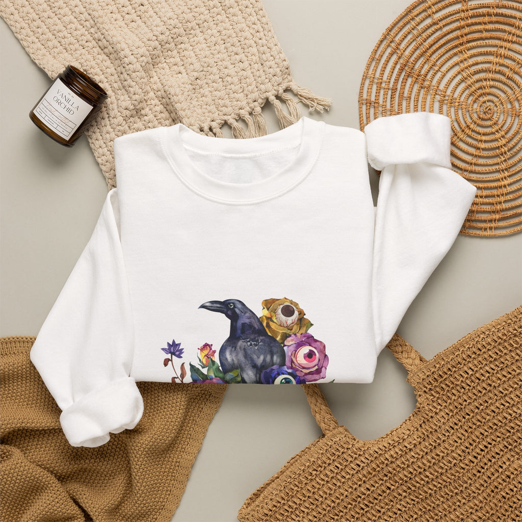 Surreal Raven & Wildflowers Crewneck Sweatshirt
