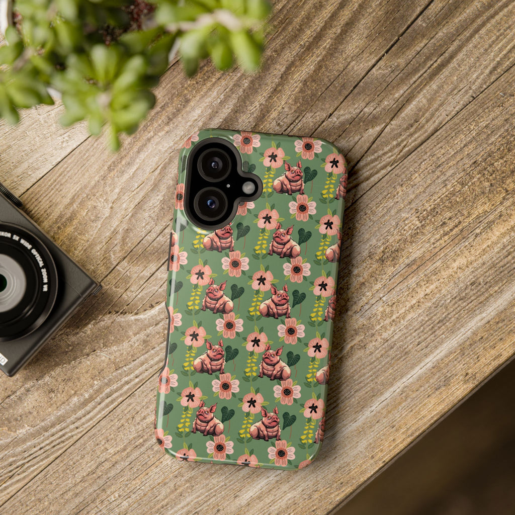 Floral Squonk Pattern Impact Phone Case — Protective iPhone Cover with Pink Flowers
