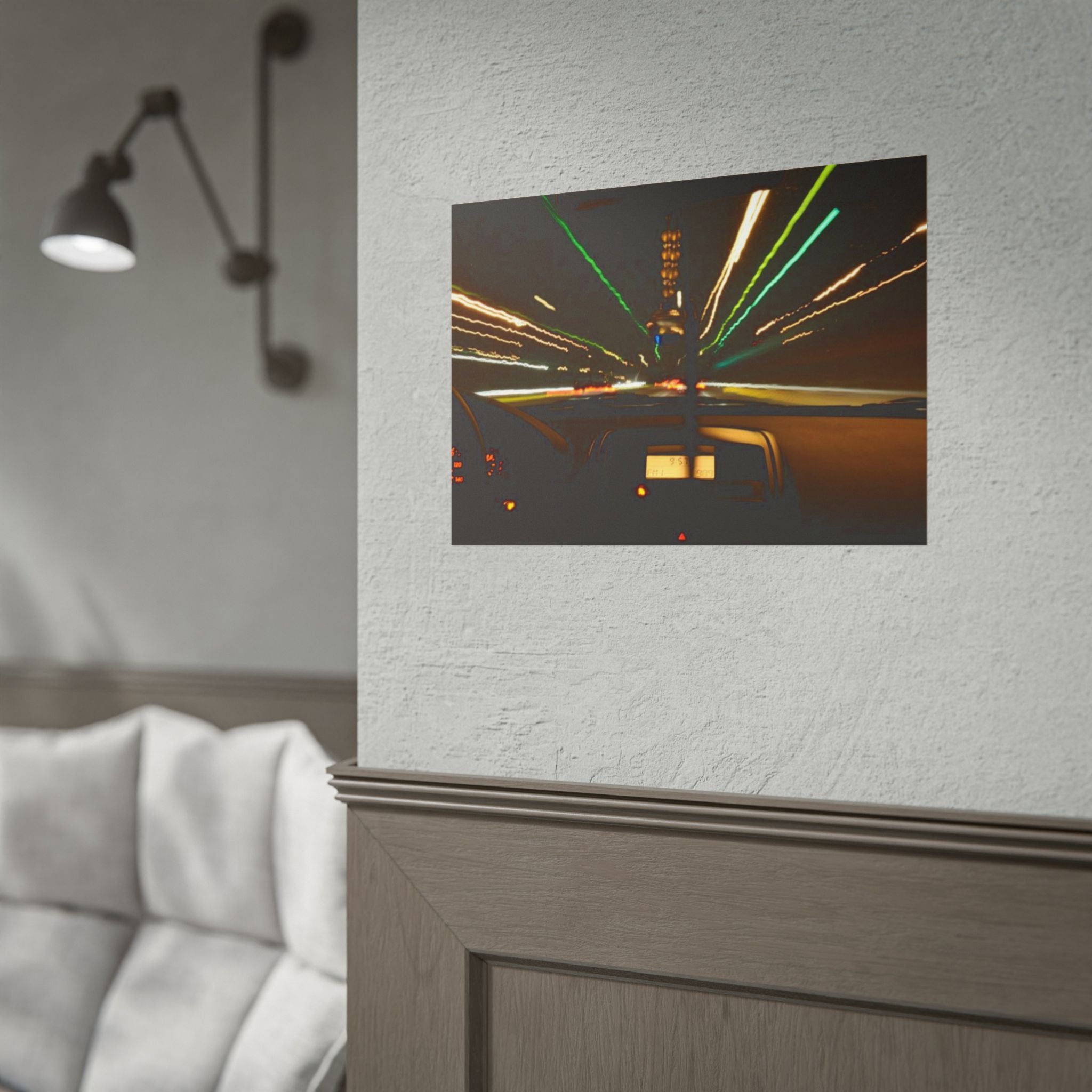 Night Drive Light Trails Poster - Rolled Wall Art