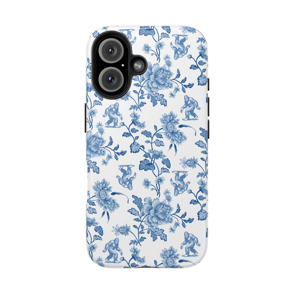 Bigfoot Floral Porcelain Tough Phone Case — Vintage Delft Pattern Protective Phone Case