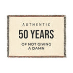 Personalized Woven Blanket — "Authentic 50 Years of Not Giving a Damn" Throw Blanket
