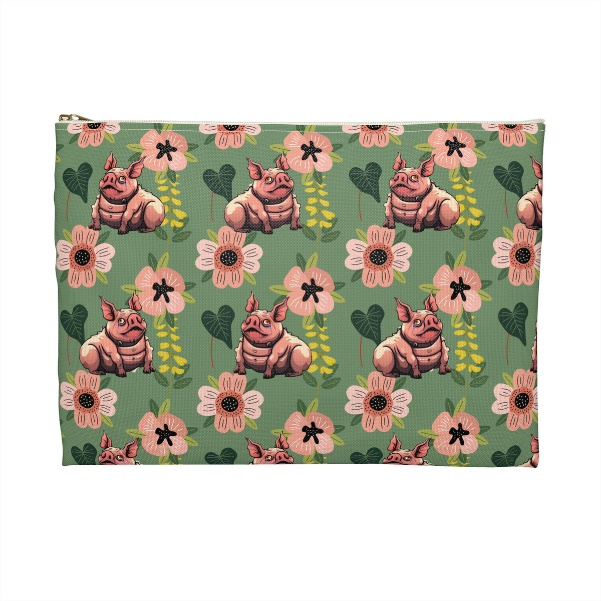 Floral Squonk Accessory Pouch — Cute Cryptid Makeup & Travel Zipper Bag