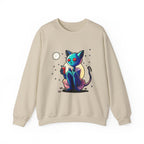 Alien Cat Crewneck Sweatshirt — Neon Cosmic Cat Graphic