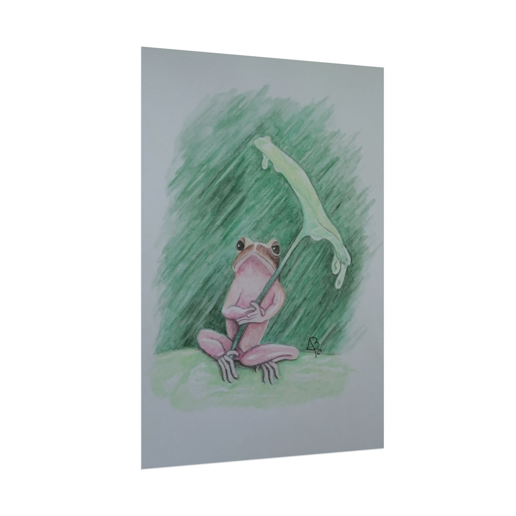 Whimsical Pink Frog Art Print for Nursery & Nature Lovers