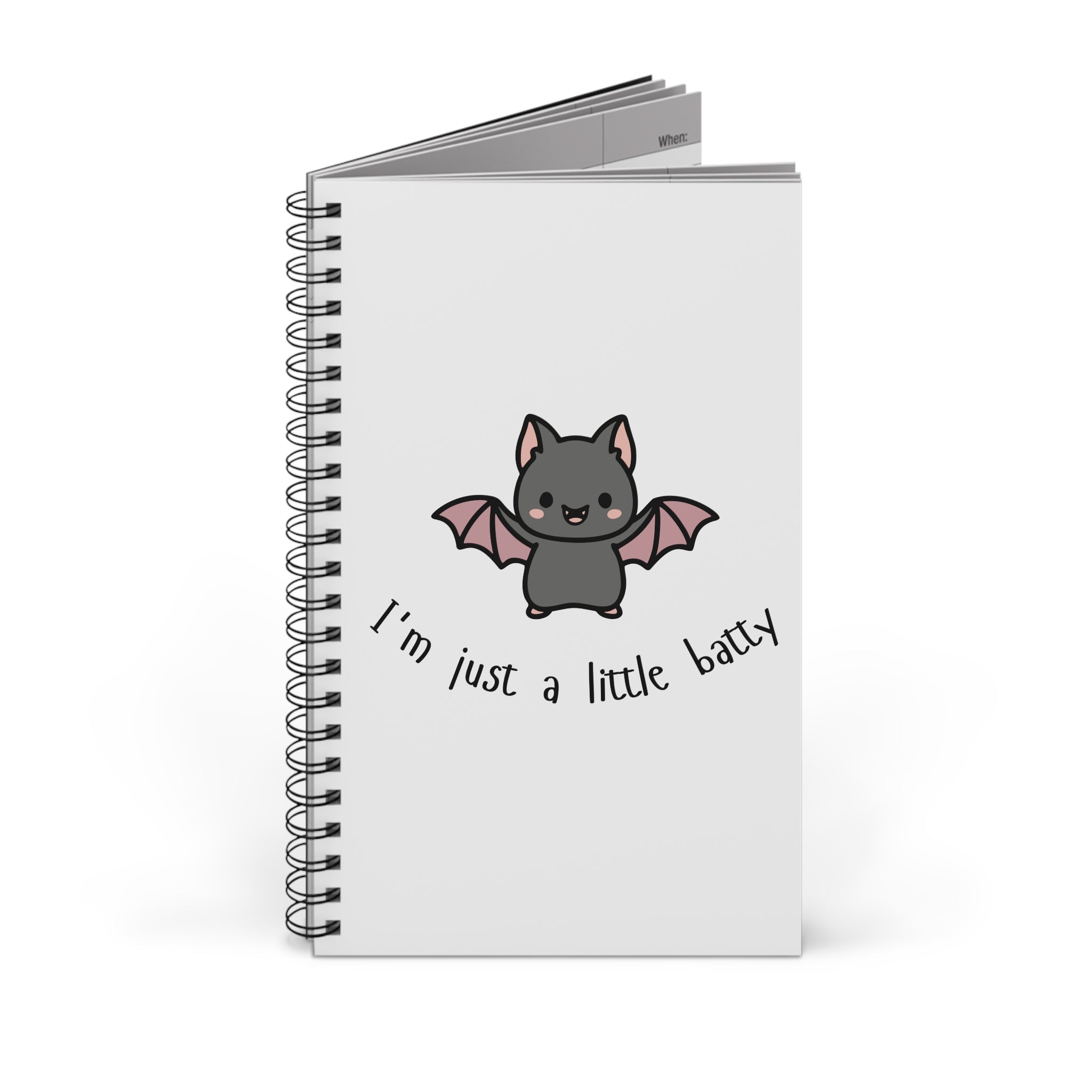 Kawaii 'I'm Just a Little Batty' Spiral Journal
