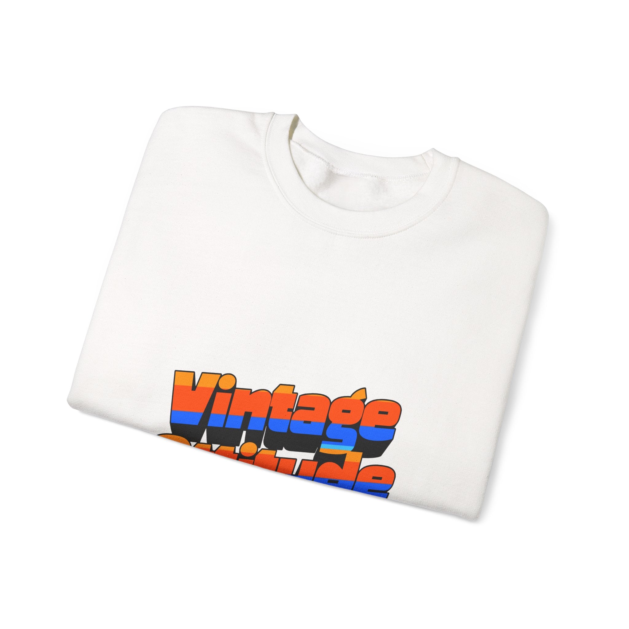 Vintage Attitude Crewneck Sweatshirt — Retro 70s Striped Text Pullover