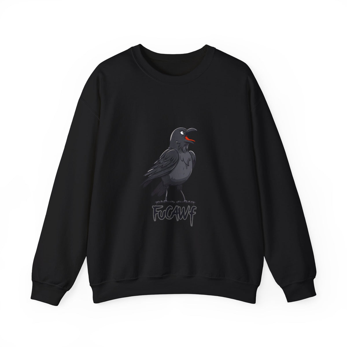 Crewneck Sweatshirt — Screaming Crow Graphic with "FUC AWF" Text