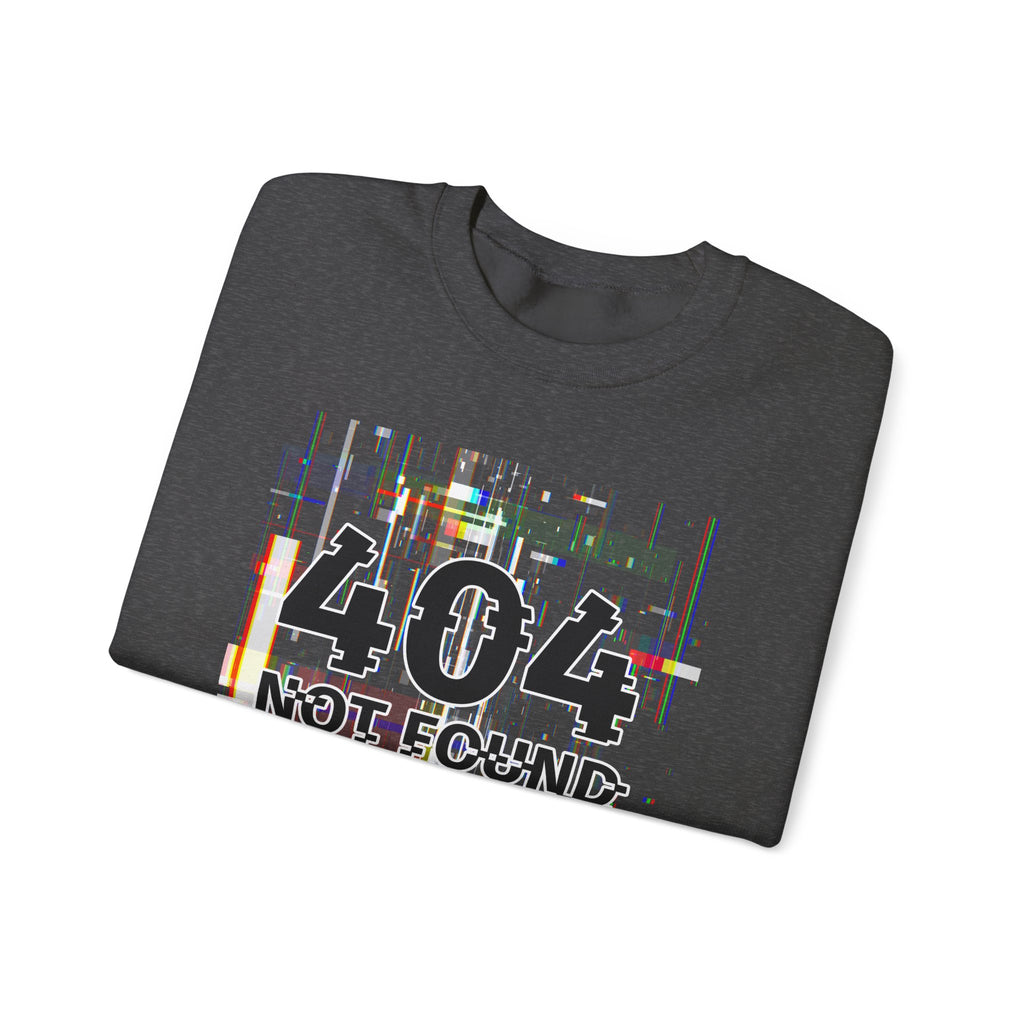 404 Not Found Crewneck Sweatshirt — Glitch Tech Graphic Pullover
