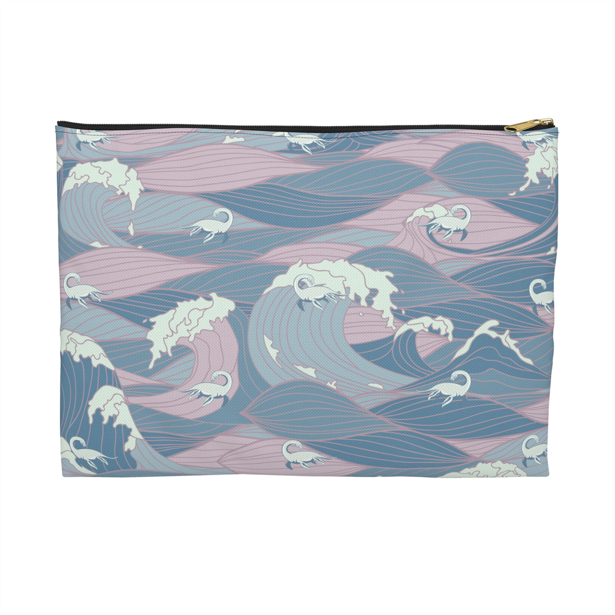 Nessie Waves Pattern Accessory Pouch — Pastel Ocean Waves Makeup Bag