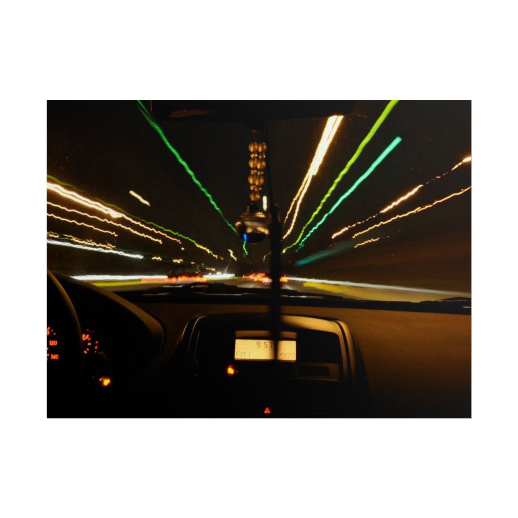 Night Drive Light Trails Poster - Rolled Wall Art