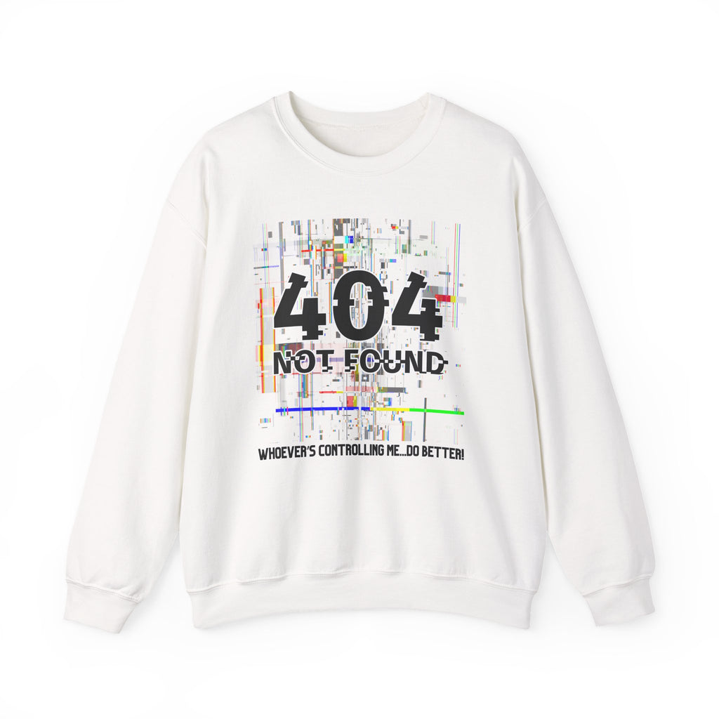 404 Not Found Crewneck Sweatshirt — Glitch Tech Graphic Pullover