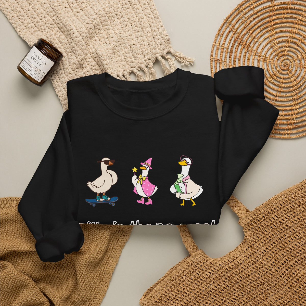 Silly Is The New Cool Sweatshirt — Cute Dancing Ducks Graphic Crewneck