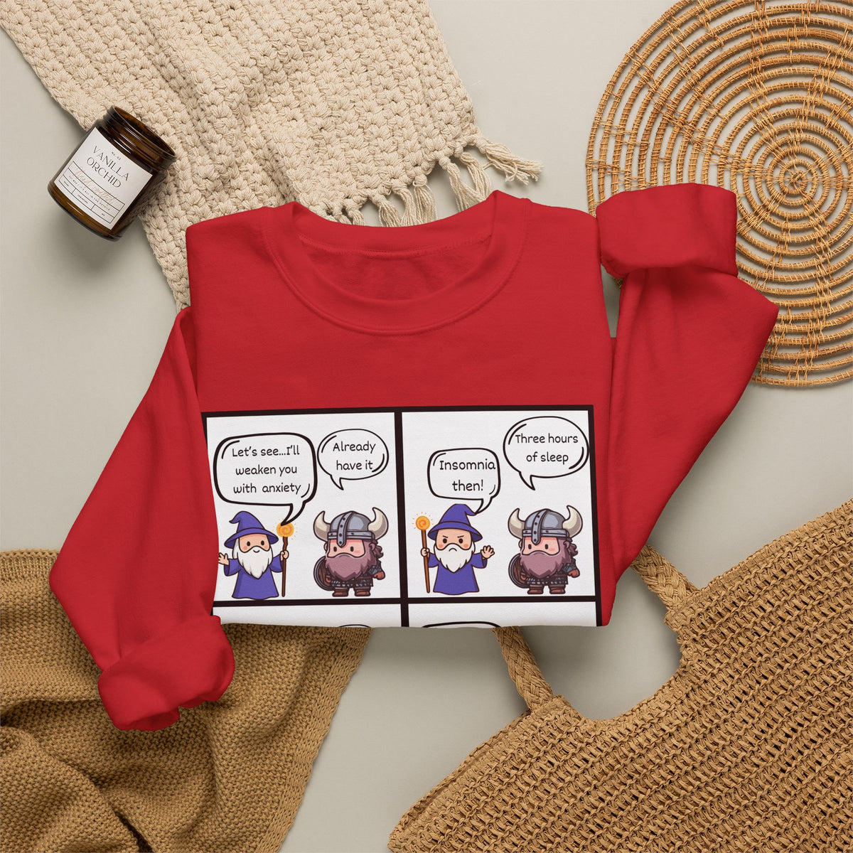 Comic D&D Sweatshirt — Cute Panel Cartoon Crewneck