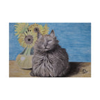 Cat with Sunflowers Poster — Rolled Art Print