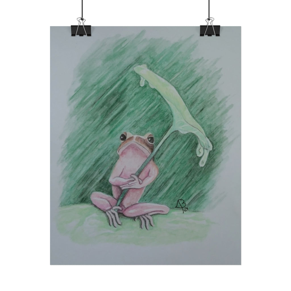 Whimsical Pink Frog Art Print for Nursery & Nature Lovers
