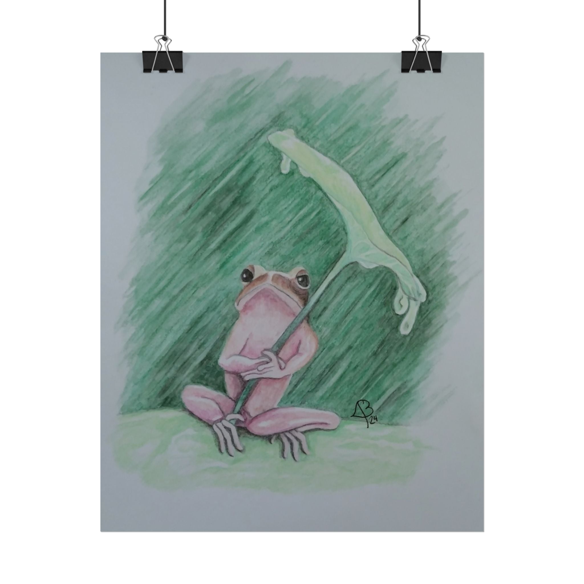 Whimsical Pink Frog Art Print for Nursery & Nature Lovers