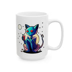 Alien Cat Ceramic Mug — Colorful Space Kitty Coffee Cup (11oz/15oz)