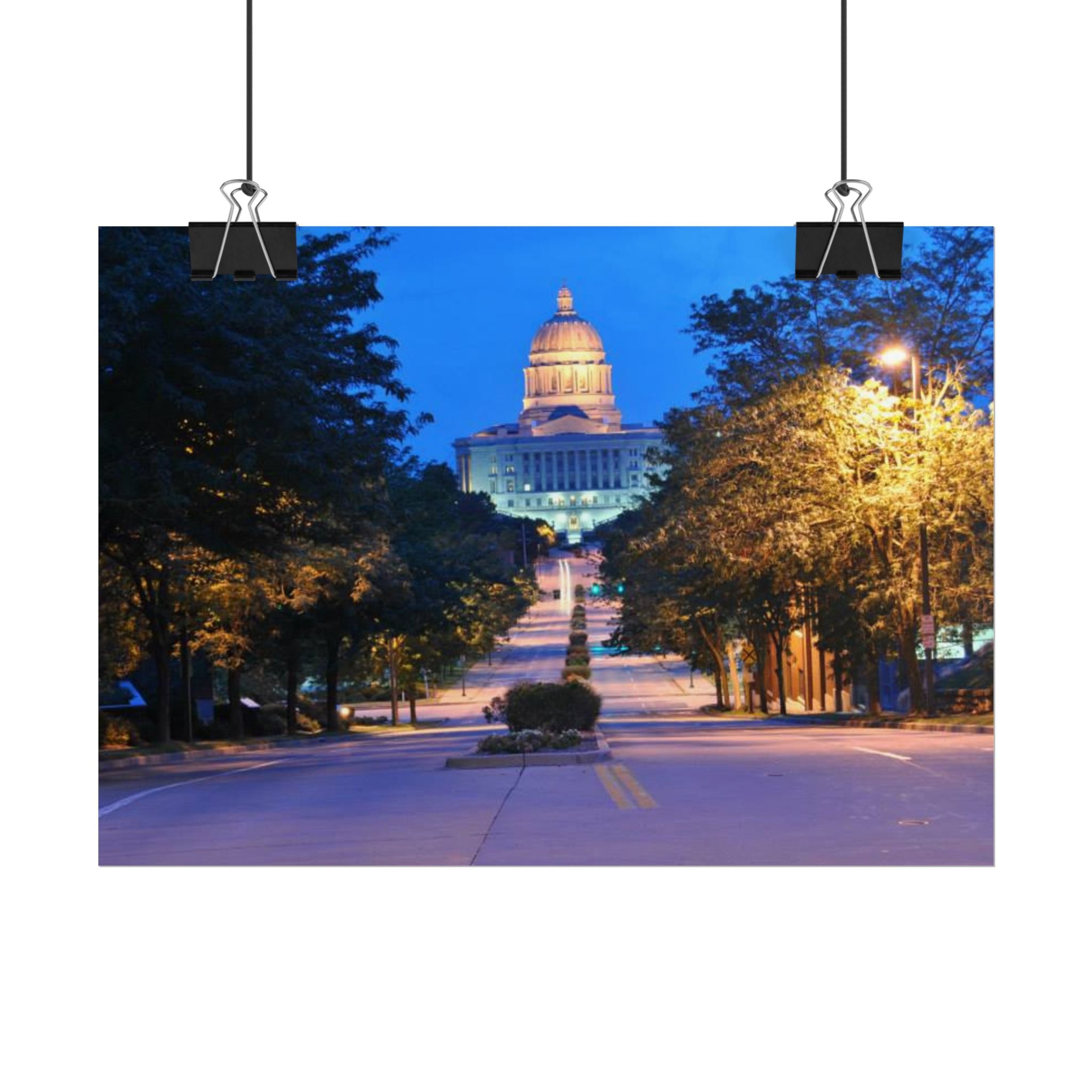 Rolled Poster — Nighttime Missouri Capitol Building Cityscape Wall Art